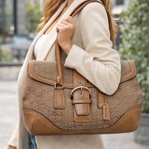 Coach Tan and Brown Shoulder Bag